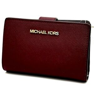 Michael Kors Medium Bifold Zip Chain Wallet Ox Blood